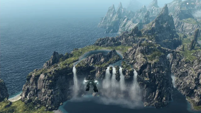 水源岩の山頂・午後│上空から見下ろす水源岩の山頂全体像(Afternoon at Headwater Summit │ View from above of the entire Headwater Summit)