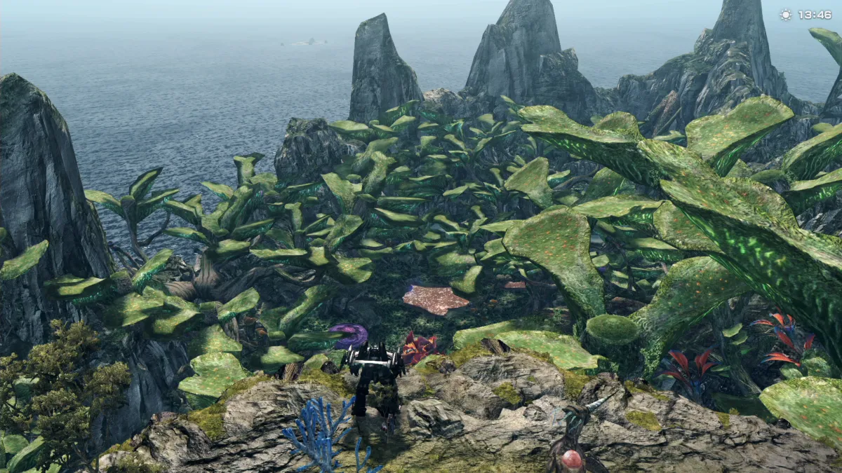 瞠目の崖・午後│瞠目の崖から見下ろす夜光の森(Afternoon at Wonderment Bluff │ Looking down at Noctilum from Wonderment Bluff)