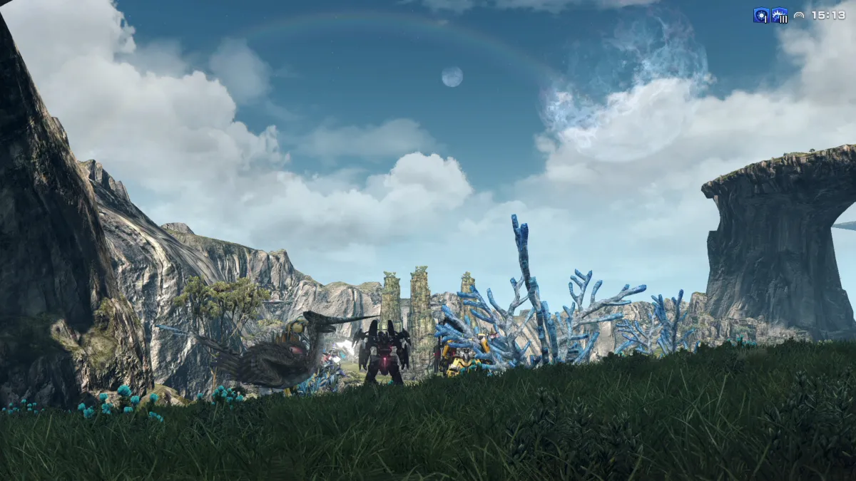 瞠目の崖・午後│瞠目の崖の裏手から見上げる虹(Afternoon at Wonderment Bluff │ A rainbow viewed from the rear of Wonderment Bluff)