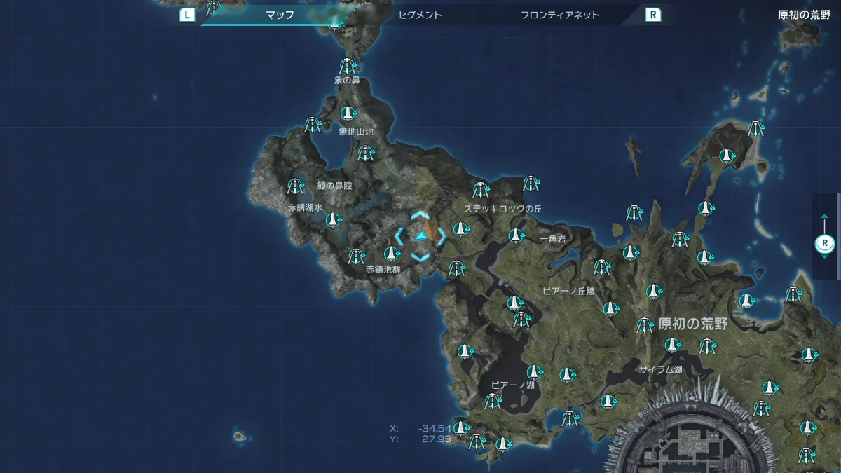 瞠目の崖│マップ上の位置(Wonderment Bluff │ Map Location)